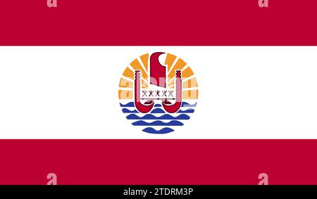 High detailed flag of French Polynesia. National French Polynesia flag. 3D illustration. Stock Photo