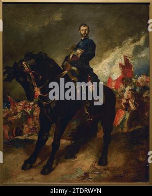 Juan Prim Prats (1814-1870). Spanish military and liberal politician. General Prim, on horseback, in the battle of Los Castillejos, after 1869. Attributed to Henri Alexandre Georges Regnault (1843-1871). Oil on canvas, 76 x 62,5 cm. Prado Museum. Madrid. Spain. Stock Photo