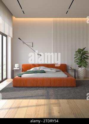 Modern conceptual interior bedroom 3 d illustration Stock Photo