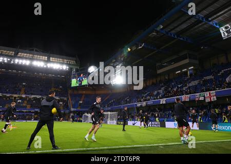 19th December 2023; Stamford Bridge, Chelsea, London, England: Carabao Cup Football, Chelsea versus Newcastle United; The Newcastle United team warm up Stock Photo