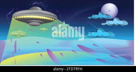 ILLUSTRATION flying saucer, alien spaceship Stock Vector