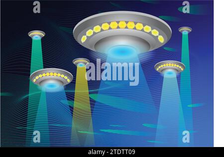 ILLUSTRATION flying saucer, alien spaceship Stock Vector