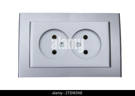double electrical outlet isolated on white background Stock Photo