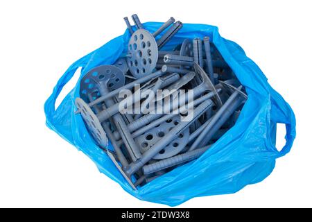 packing of dowels for fastening of polystyrene on the house Stock Photo