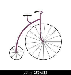 Old vintage high wheel retro bicycle. Flat vector isolated illustration for design Stock Vector