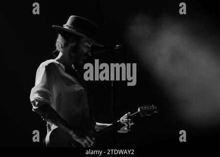 The singer Leiva performs during a concert at the WiZink Center, on 19 December, 2023 in Madrid, Spain. Stock Photo