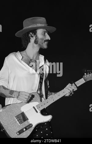 The singer Leiva performs during a concert at the WiZink Center, on 19 December, 2023 in Madrid, Spain. Stock Photo