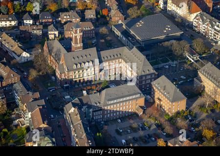 Aerial view, town hall city administration, Saalbau event hall, surrounded by autumnal deciduous trees, old town, Bottrop, Ruhr area, North Rhine-West Stock Photo