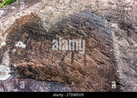 Capo di Ponte: Municipal Archaeological Park of Seradina-Bedolina, rock art sites, rock drawings in Valcamonica (Camonica Valley), petroglyphs in Bres Stock Photo