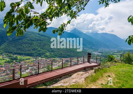 Capo di Ponte: Municipal Archaeological Park of Seradina-Bedolina, rock art sites, rock drawings in Valcamonica (Camonica Valley), petroglyphs in Bres Stock Photo