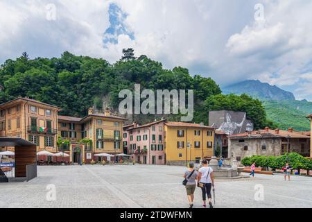 Breno: main square Pietro Ronchi, villa Ronchi in Brescia, Lombardia, Lombardy, Italy Stock Photo