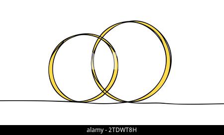 Continuous line drawing wedding rings template Vector Image