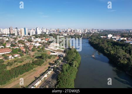 Piracicaba, Piracicaba river seen from above, Sao Paulo, Brazil. Stock Photo