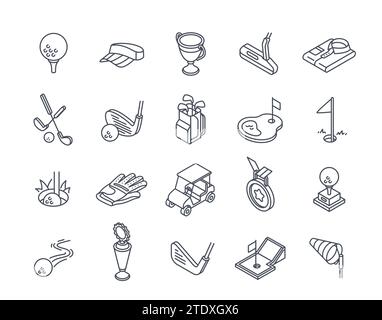 Vector Set of golf linear icons Stock Vector
