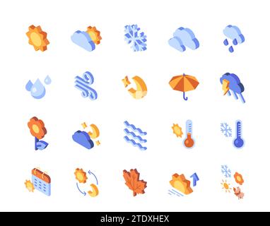 Vector Set of colorful icons related to weather Stock Vector