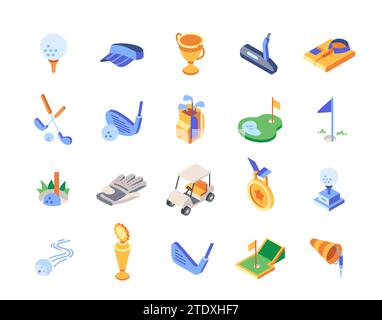 Vector Set of golf colorful icons Stock Vector