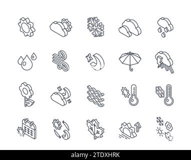 Vector Set of linear icons related to weather Stock Vector