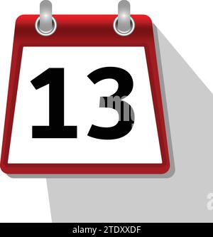 13 simple calendar icon on white background Stock Vector