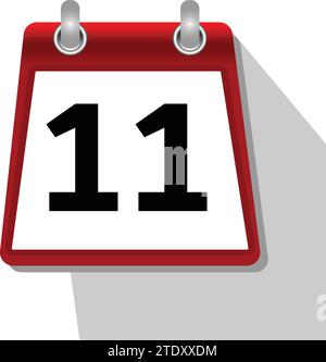 11 simple calendar icon on white background Stock Vector