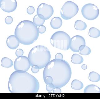 MOVING WATER BUBBLES ILLUSTRATION ON WHITE BACKGROUND Stock Vector