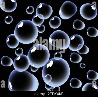 MOVING WATER BUBBLES ILLUSTRATION Stock Vector