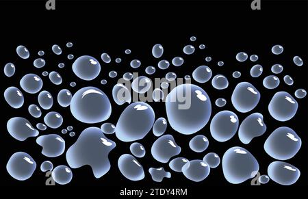 WATER BUBBLES BLACK BACKGROUND Stock Vector