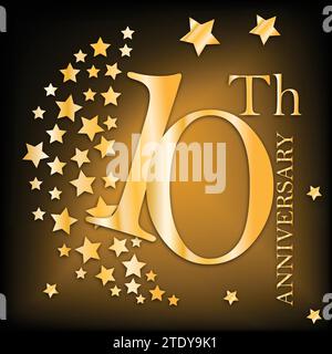 10 years anniversary golden premium badge Stock Vector