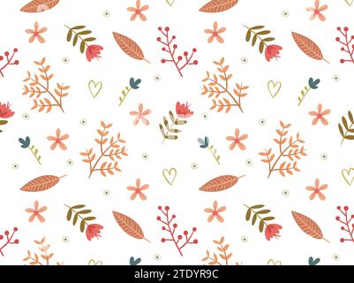 Great pattern with flowers and hearts Stock Vector