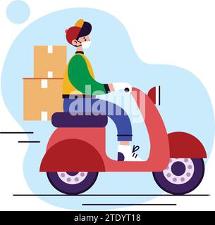 Delivery Service with Scuter Vector Stock Vector