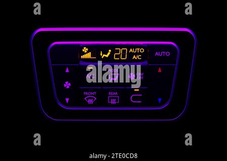 Buttons for turning on the car air conditioner on the climate control panel, 3D illustration Stock Photo