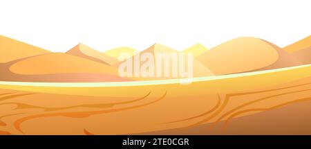 Desert sand dunes. Scenery Landscape. Seamless figure. Isolated on a white background. Fun cartoon style. Vector Stock Vector