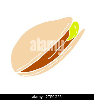 Pistachio one isolated on white background. Vector nut in shell. Organic food icon. Vector illustration Stock Vector