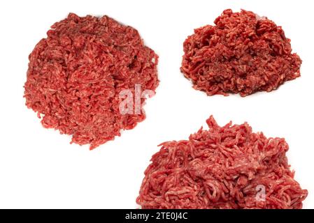 Raw beef minced meat background. Top view. Stock Photo