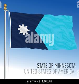 Minnesota new official definitive federal state waving flag, 2023, United States, vector illustration Stock Vector