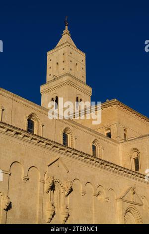 Matera, Italy - 26 November, 2023: view of the historic Maratea Cathedral under a deep blue sky Stock Photo