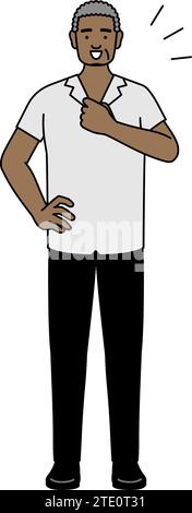 African senior man tapping his chest, Vector Illustration Stock Vector ...