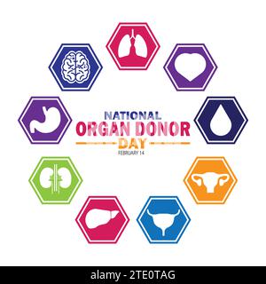 National Organ Donor Day Vector Template Design Illustration. February 14. Suitable for greeting card, poster and banner Stock Vector