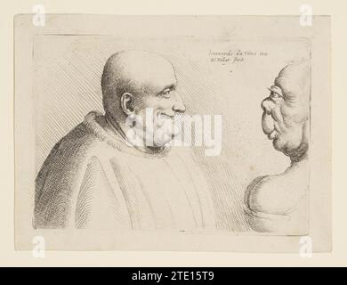 Two Deformed Heads Facing Inwards 2022 by Wenceslaus Hollar Stock Photo