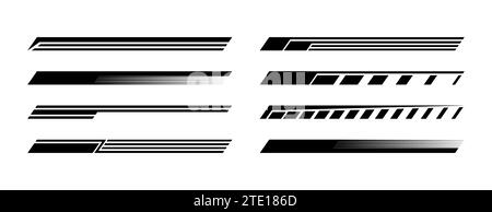 Racing stripes for car tuning pack. Stickers for covering car bodies. Isolated vector illustration on white background. Stock Vector
