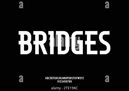 Strong condensed decorative alphabet display font vector. Clean modern typography style Stock Vector