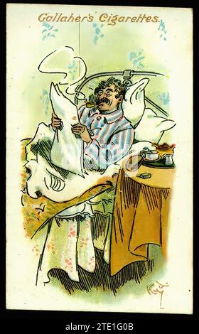 The After Breakfast Smoker - Vintage Cigarette Card Illustration Stock Photo