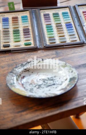 Venetian Glass Samples on display at Museo Casa; Estudio, Diego Rivera and Frida Kahlo Studio and House in Mexico City, Mexico Stock Photo