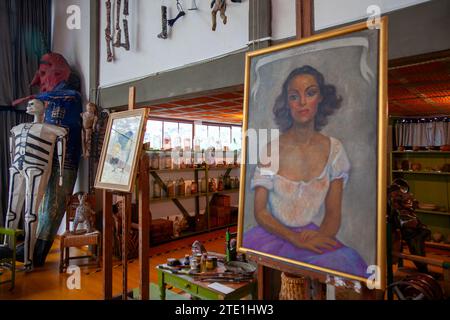 Portrait of Dolores Del Rio on display at Diego Rivera and Frida Kahlo Studio and House in Mexico City, Mexico Stock Photo