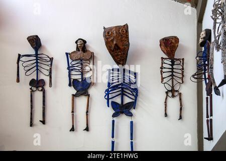 Skeletal Figures on Display at on display at Diego Rivera and Frida Kahlo Studio and House in Mexico City, Mexico Stock Photo