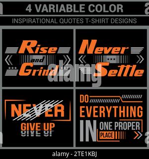 4 Variable Color Inspirational quotes T-Shirt Designs Stock Vector
