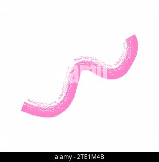 paint brush stroke. Hand drawn grunge squiggle element. white, pink icon in flat style of curved and wavy lines. Chaotic ink brush scribble for decor. Stock Vector