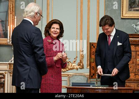 Stockholm 20231220king Carl Gustaf, Queen Silvia, David Haak, Cecilia 