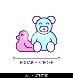 2D simple customizable thin line pink tax on toy icon Stock Vector