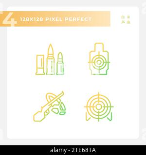 2D pixel perfect gradient weapons icons collection Stock Vector