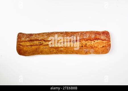 Ciabatta, Italian traditional bread, isolated on white background. Stock Photo
